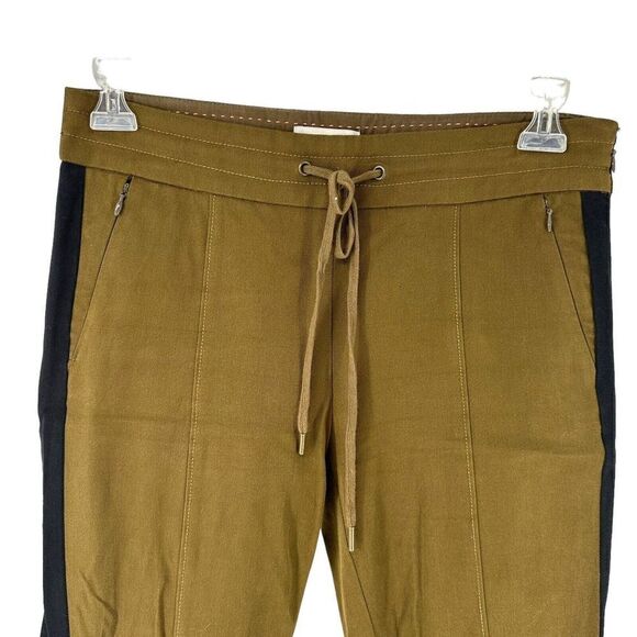 Anthropologie Pants Essential Slim Size 8 Ankle Drawstring Green Tuxedo Stripe - Picture 3 of 8